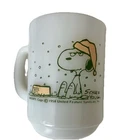 Vintage Snoopy Mug Snows on French Toast Anchor Hocking Fire King Milk Glass