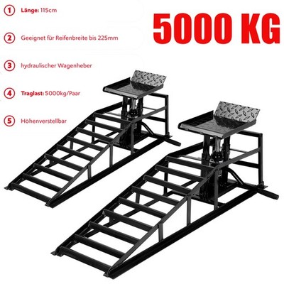 2 Stück Autorampen 5T/5000 kg schwere Hochlast-Autorampe Verstellbare Hubhöhe 