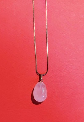 SCHMUCK ANHÄNGER ROSENQUARZ HALSKETTE NR. 21 GOLDPLATTE?