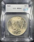1925 Peace Silver Dollar $1 ICG MS64 Uncirculated