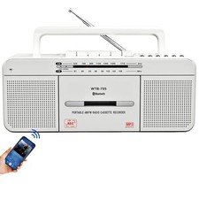 Cassette Player Boombox Portable AM/FM Radio Stereo with Bluetooth USB Dual B...