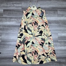 Nicole Miller Palma Satin Maxi Dress Women's Green Tropic Print Size MEDIUM NWT