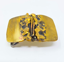 Solid Brass Brutalist Style Belt Buckle