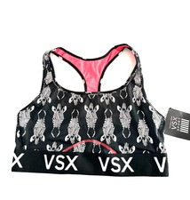 Victoria's Secret VSX The Player Racerback Sport Bra Black Print