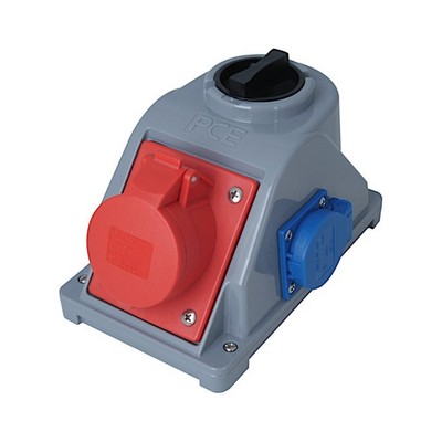 CEE Wandsteckdose 16A mit Schalter Combo-Pol 5-polig IP44 PCE (96061551)