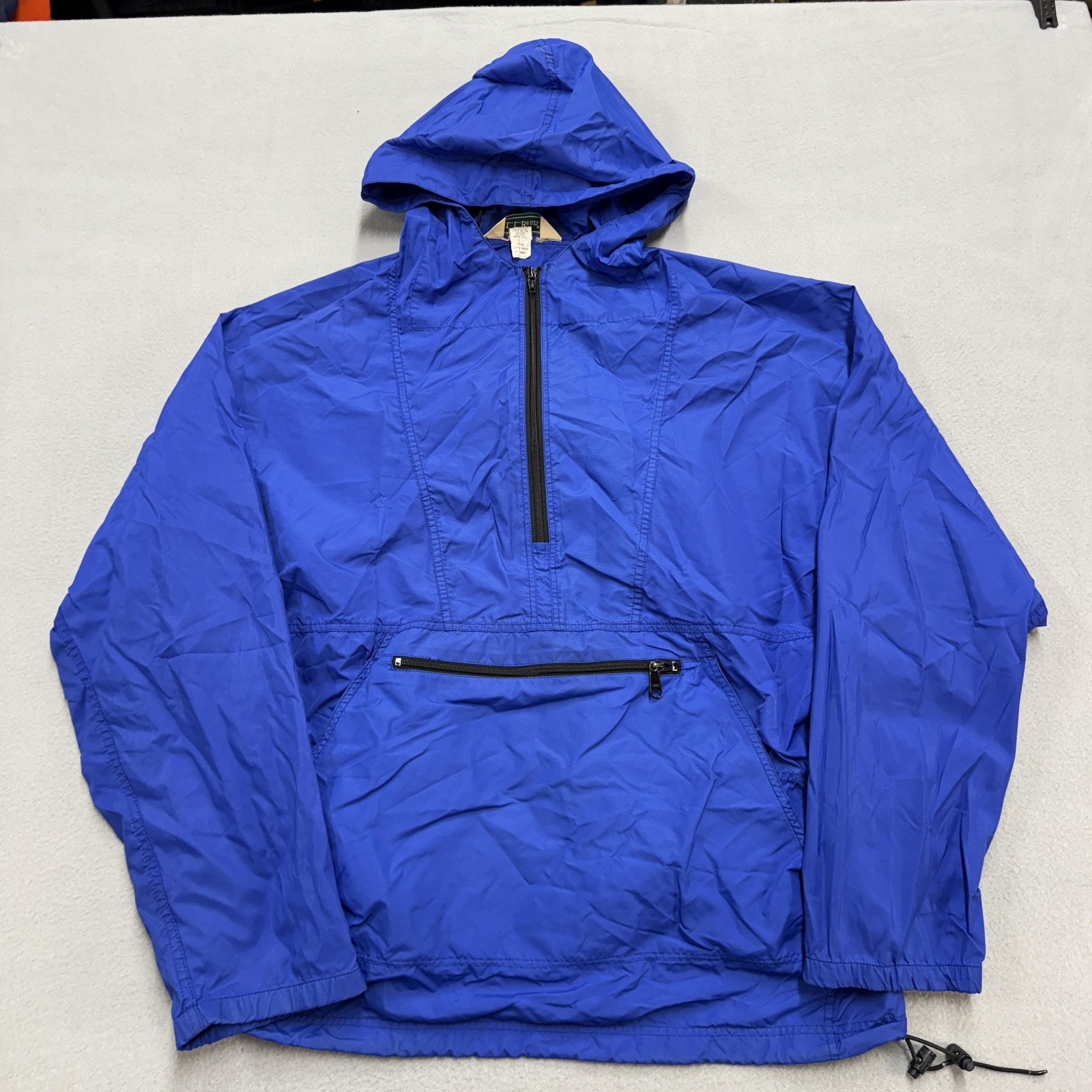 Vintage L.L. Bean Jacket Mens Large Blue Nylon Hooded Anorak Windbreaker 80s