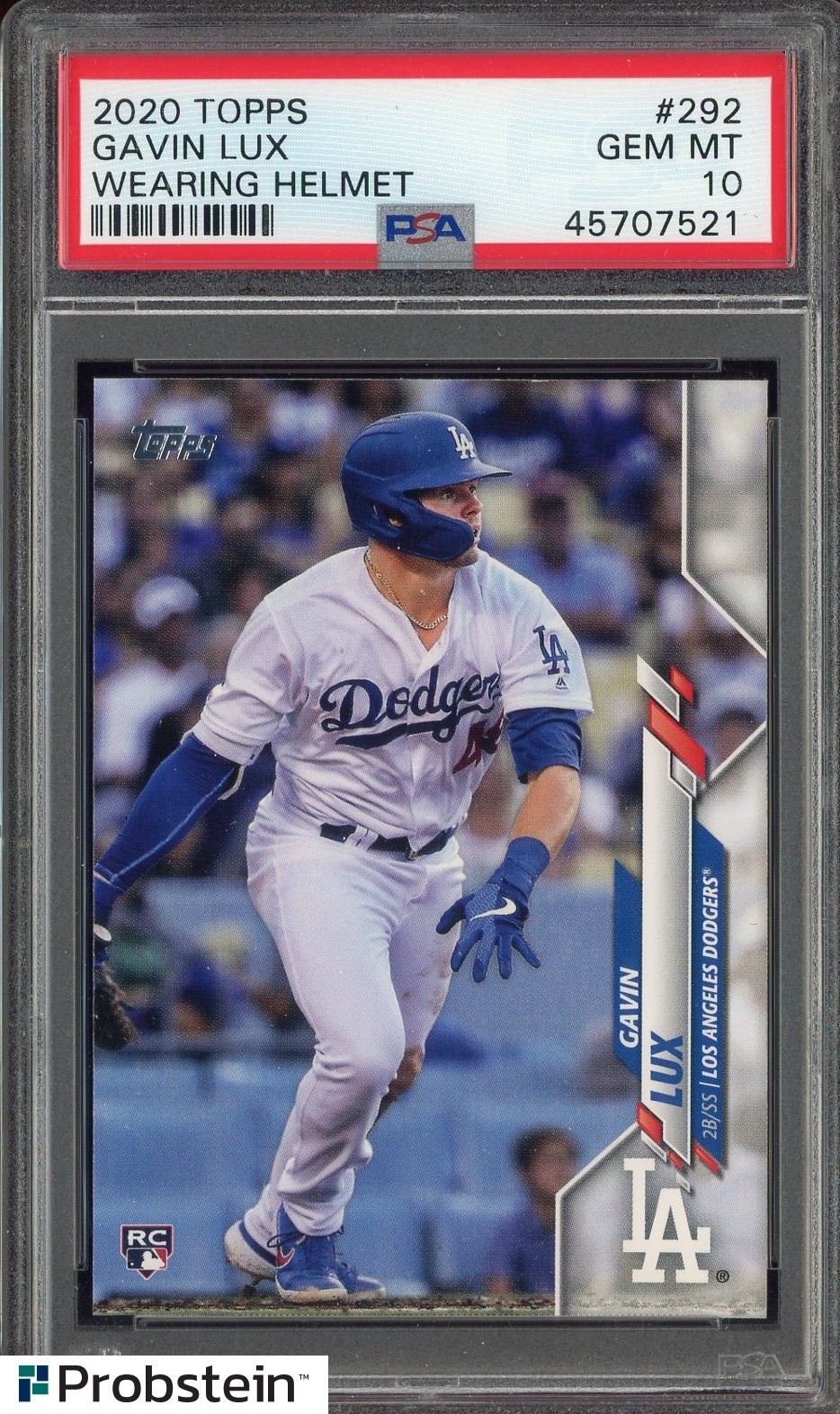 2020 Topps #292 Gavin Lux Wearing Helmet Dodgers RC Rookie PSA 10 GEM MINT