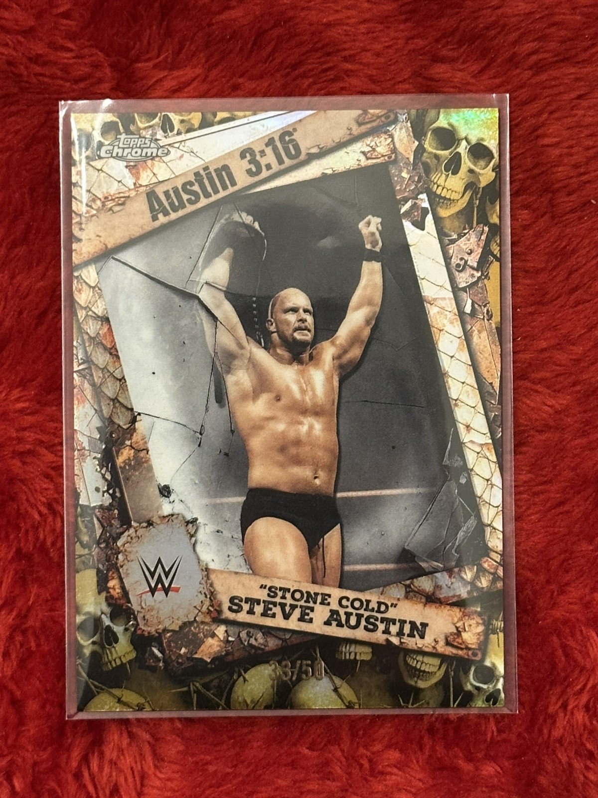 2026 Topps Chrome WWE Austin 3:16 "Stone Cold" Steve Austin Gold/50 #3:16-6