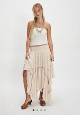 Free People Abstract Convertible Midi Maxi Skirt Sequin Asymmetrical Tea XL NWT