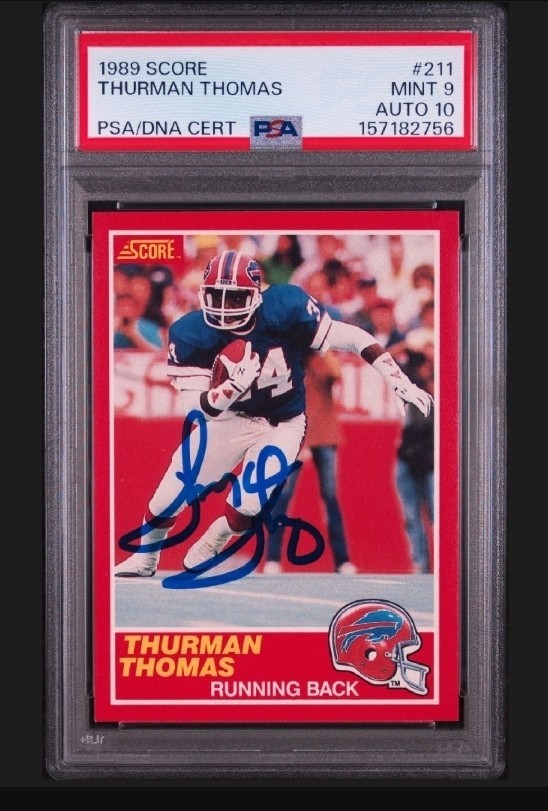 Score 1989 Thurman Thomas RC-PSA 9 Auto 10 HOF