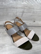 Tory Burch Women Sandals Dress 11M Gray Beige Leather Buckle 11M