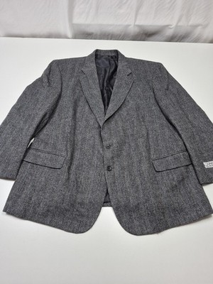 Linea Classica Blazer Mens 52 Gray Chateau 100% Wool Herringbone Sport Coat