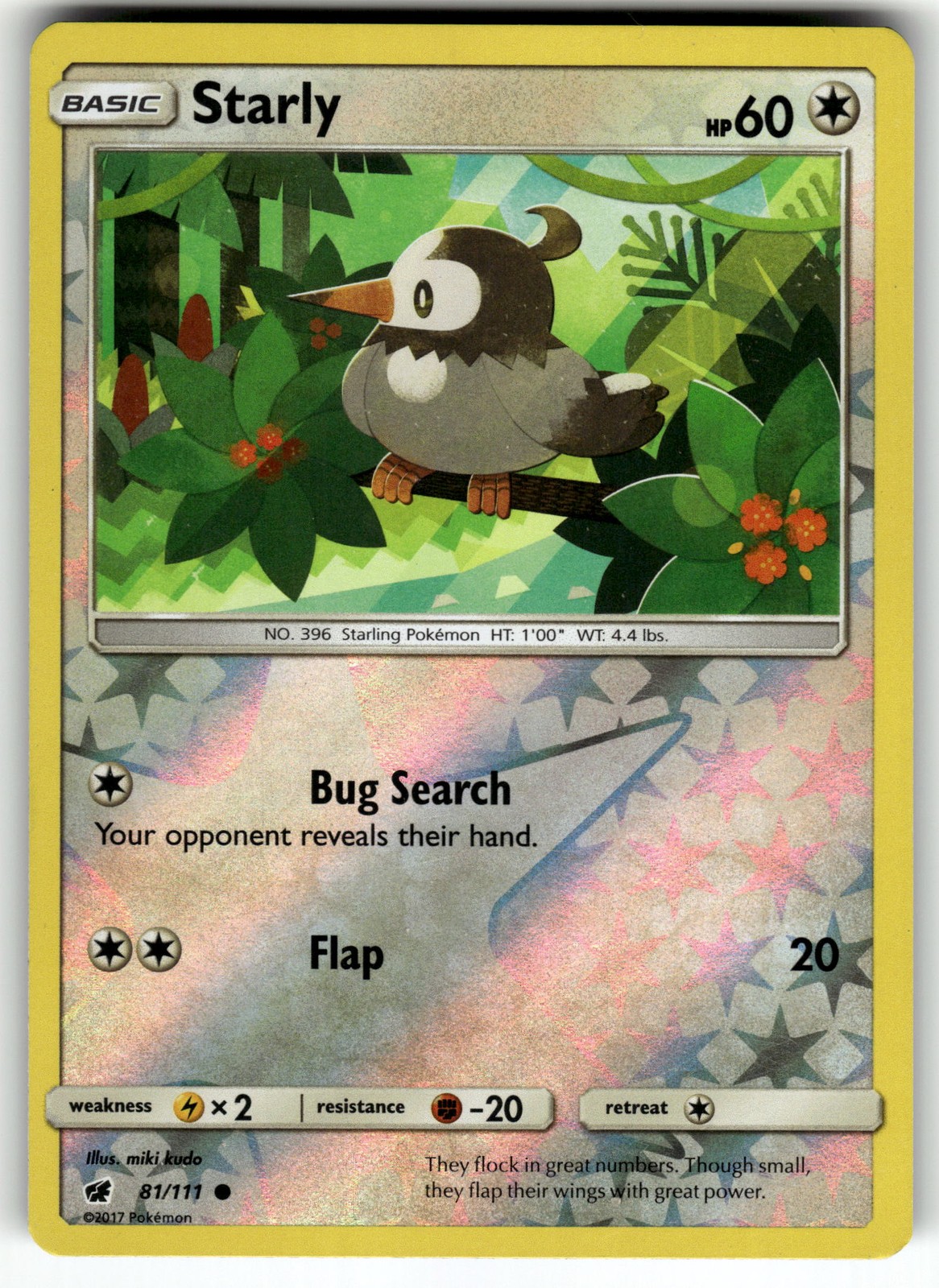 Starly 81/111 SM - Crimson Invasion LP Pokemon Card TCG