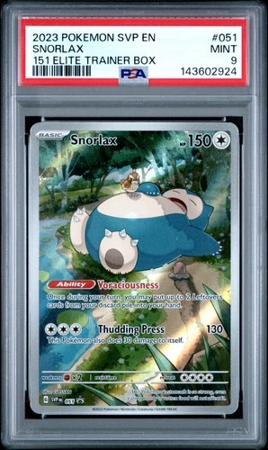 2023 POKEMON SVP EN-SV BLACK STAR PROMO 151 ELITE TRAINER BOX #051 SNORLAX PSA 9