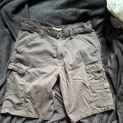 Men's Cargo Shorts Size 30 Black Wrangler Relaxed Fit Flex Waist