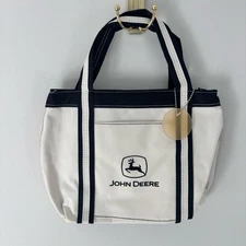 John Deere Canvas Mini Tote Bag — White & Black