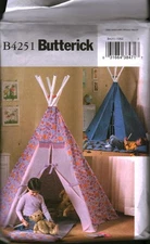 4251 Butterick SEWING Pattern Home Decor Kids Room Tee Pee Mat Tent Sleeping OOP