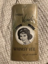 NOS 50's Vintage Miss Venida Black Velvet Butterfly Bows Whimsy Veil Headpiece