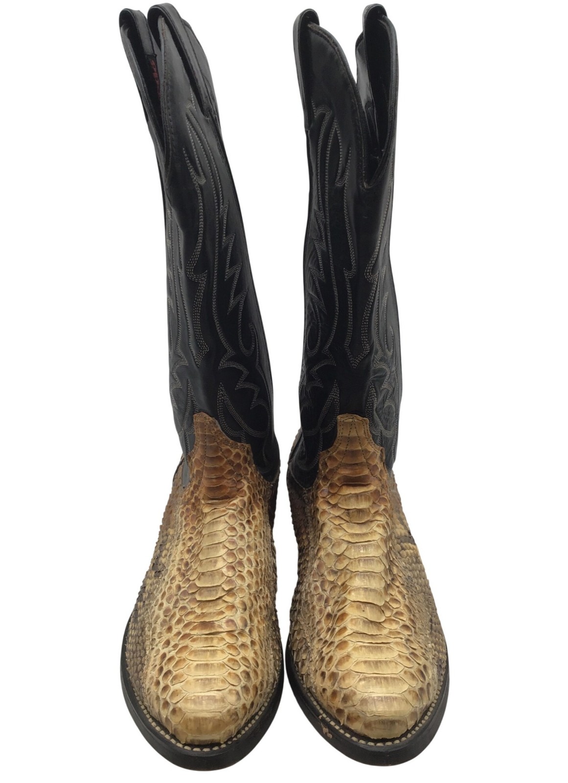 Laredo Men's 7D Black Leather & Python Print Cowb… - image 1