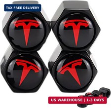TACTILIAN Red Tire Valve Stem Caps for Tesla Model 3, S, X, Y  Leakproof Alumin
