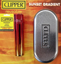 Véritable Clipper Briquet Métal Taille Standard Sunset Gradient Avec Étui Chrome