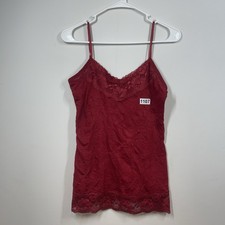 Y2K Babydoll Lace Tank Top Small Milkmaid Fairy Coquette Crinkle Cami Whimsical