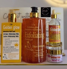 Set Golden Glow Body Milk 500ml Lotion  1000ml exfoliating shower Gel. 4 in 1
