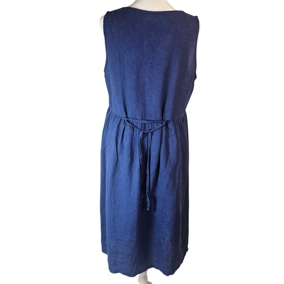 Vestido Pyne & Smith Sin Mangas Lino Botón Delantero Talla M Foto 2 de 4