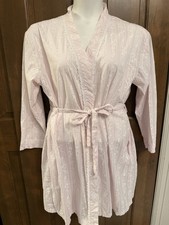 Lanz of Salzburg 100 Cotton Summer Robe size S/M pink floral feminine cottage