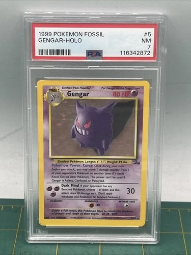1999 Pokemon Fossil Gengar Holo #5 - PSA 7 - NEAR MINT