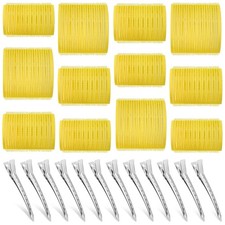 Self Grip Hair Rollers Curlers Set 1 Count Pack of 24 , 24 Pieces Yellow