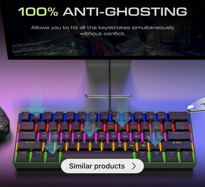 TMICE COUSO RGB Mechanical Gaming Keyboard USB-C Wired  60 Percent - Black color