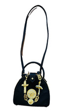 Gianni Versace Couture Black Satin Gold Charm...