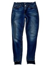 7 for all Mankind Blue Dark Wash Mid-Rise Skinny Denim Jeans Women's Size 25