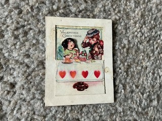 Vintage Antique 1920s 1930s Pop Out 3D Valentine Card Greetings Signed