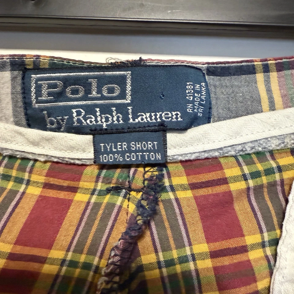 Pantalones Cortos Polo Ralph Lauren Para Hombre 33 Marrón Rojo Cuadros Tyler Plisado Clásico Preppy Foto 4 de 4