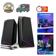 Multi-Compatibility Black Computer Speakers with Long Cable and Headphone Jack