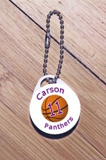 Basketball Zipper Pull Bag Tag Personalized with Name, Number, Team colors