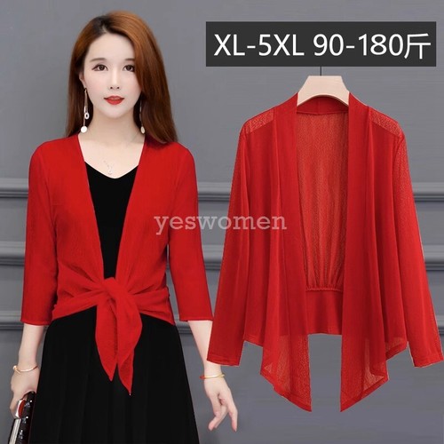 Womens Summer Tie Up Front Front Cardigan 3/4 Sleeve Short Tops Jacket - Imagen 9 de 39