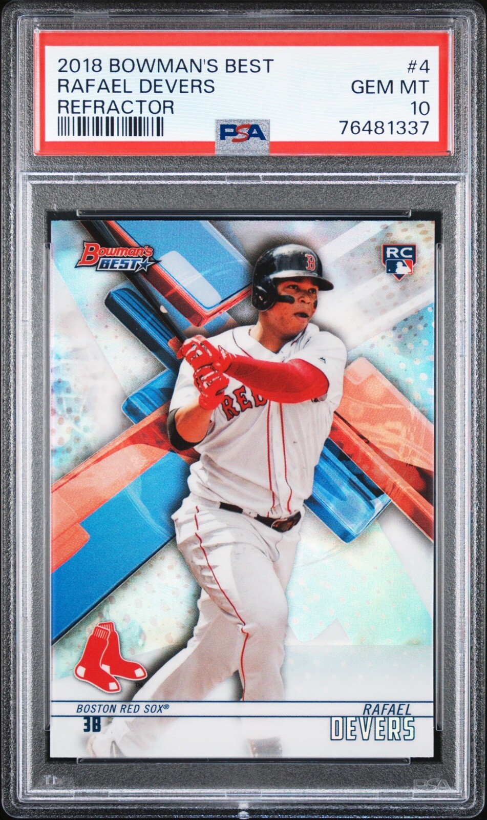 2018 Bowman's Best 4 Rafael Devers Refractor RC Rookie - PSA 10 Gem Mint