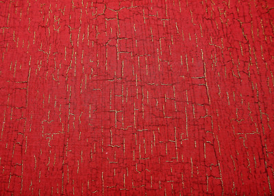 RED rOOSTER FABRICS WITH A RED CRACKLE FABRIC INLAID WITH GOLD    BTY