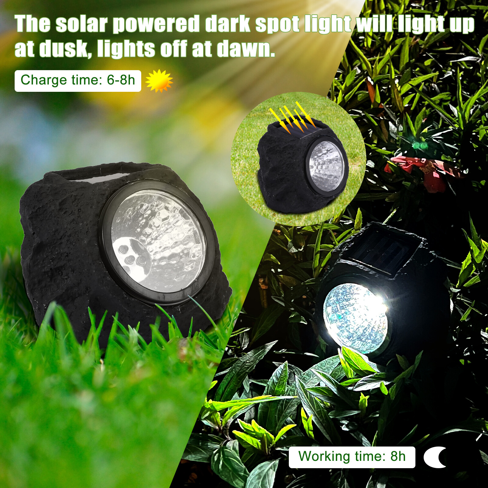 Decorative Waterproof Spotlights Solar Rock Light Led Outdoor Garden