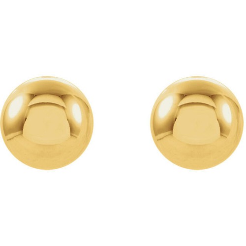 14K Yellow Gold 4mm Ball Stud Piercing Earrings - Picture 2 of 2