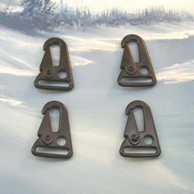 STANDARD SNAP HOOK - CONNECTOR ~ Fits 1 INCH WIDE WEBBING ~ BLACK METAL  4 Pack