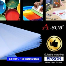 Waterproof Inkjet Film for Screen Printing 8.5x11 100 Sheets Silk Transparency