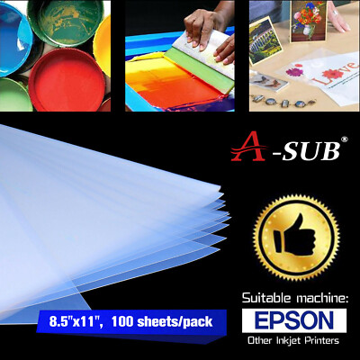 Waterproof Inkjet Film for Screen Printing 8.5x11 100 Sheets Silk Transparency