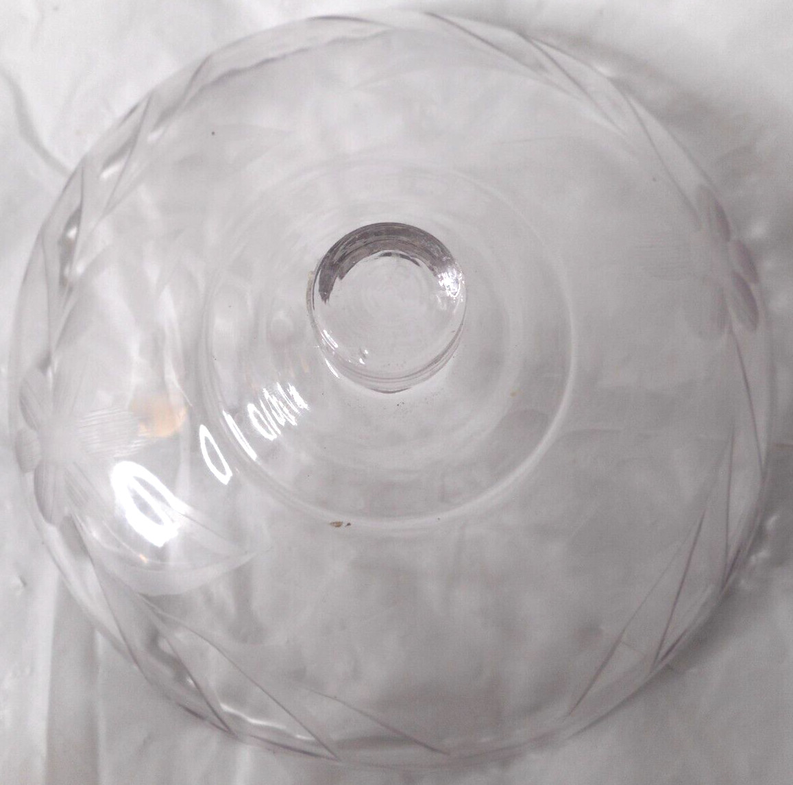 Etched Glass Candlestick Floral Arrangement Peg Insert Bobeche Topper Bowl 5 7/8