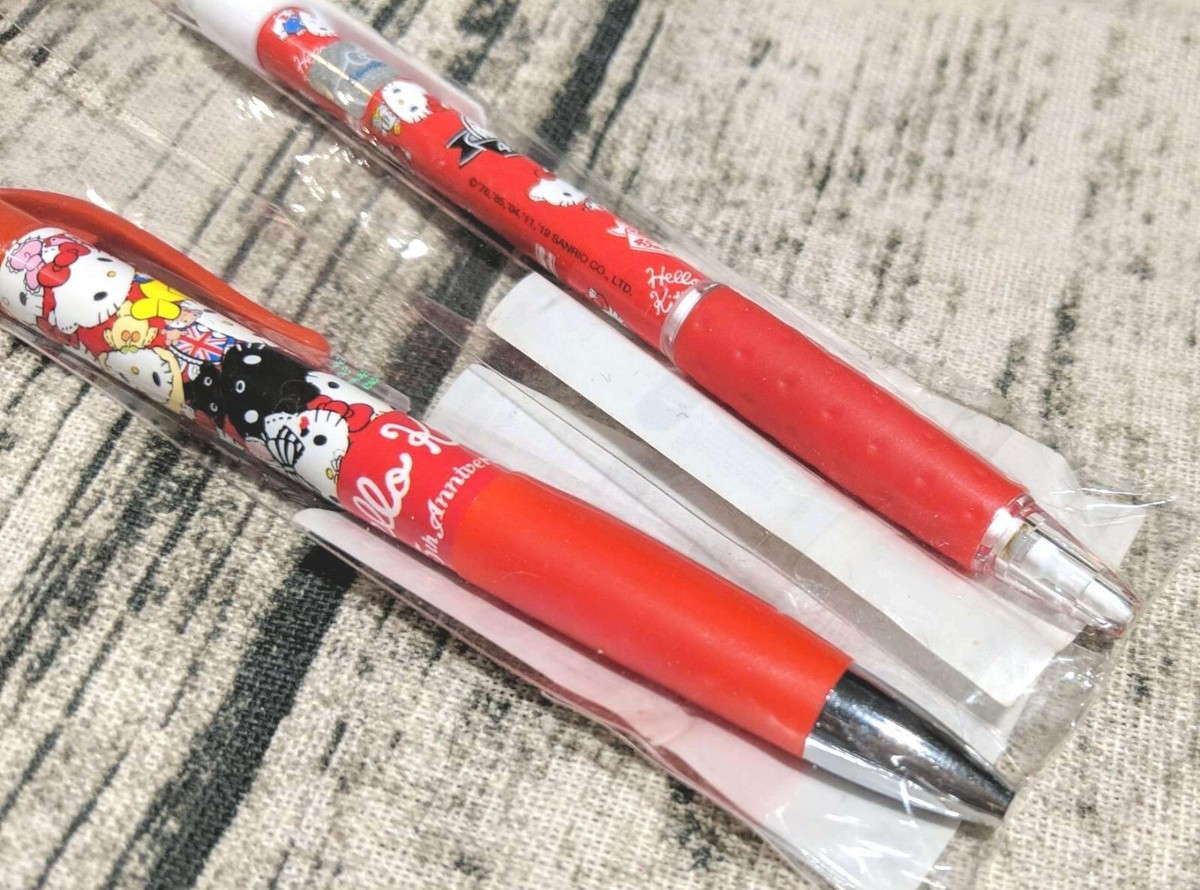 2x Hello Kitty Pens Blue Ink + Mechanical Pencil Sanrio Characters