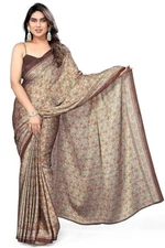 Indian Chiffon Saree With Unstitched Blouse Piece Party Wedding Wear For Women