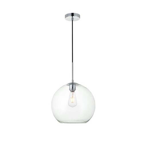Living District Baxter 1-Light Metal Pendant in Chrome & Clear - Picture 3 of 3